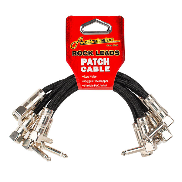 AUSTRALASIAN 6 Inch Patch Cable Braided Black - 6 Pack