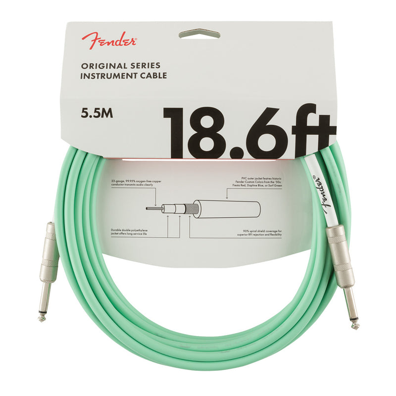 FENDER Original Series 18.6 ft Instrument Cable - Surf Green