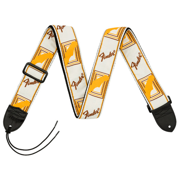 FENDER 2 inch Monogrammed Strap White-Brown-Yellow