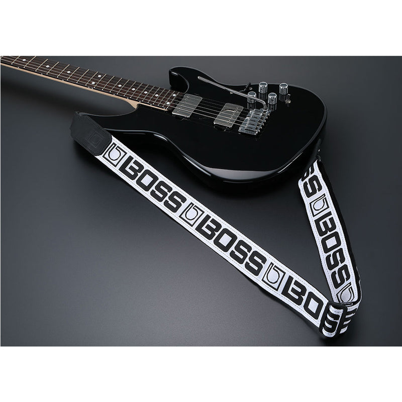 BOSS Monogram Guitar Strap - White/Black