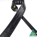 COLONIAL LEATHER 2.5″ Wide Croc Embossed Leather With Black Leather Back Guitar Strap