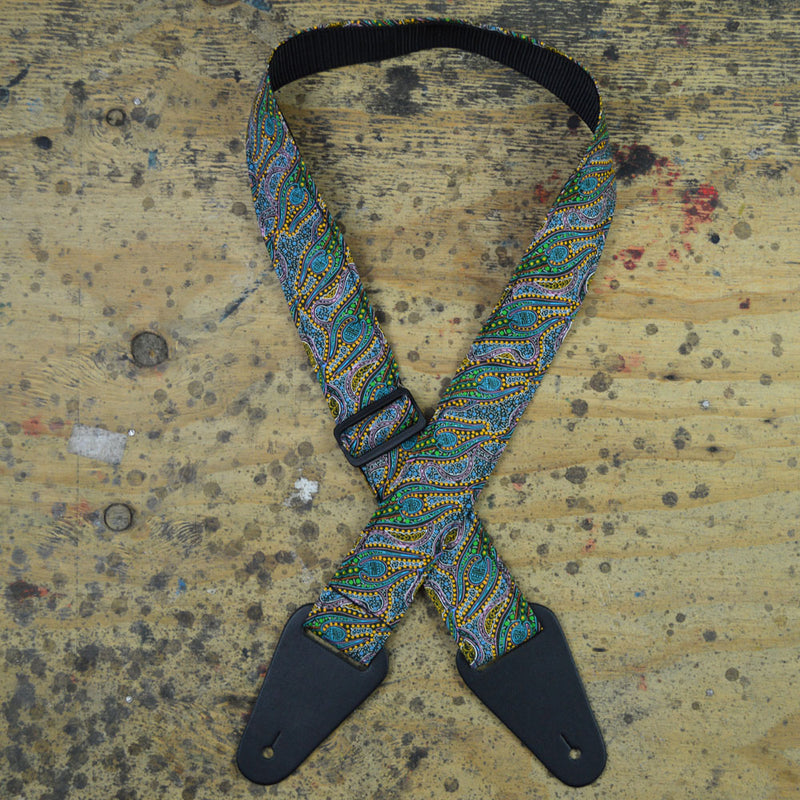 COLONIAL LEATHER Aboriginal Art Strap - Spirit Dreaming Green