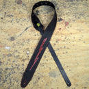 COLONIAL LEATHER SOSI-08 Leather Guitar Strap - Black with Red Lightning Bolt