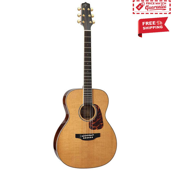 Takamine CP7MO-TT Thermal Top OM acoustic-electric guitar in Natural Gloss with abalone rosette and gold tuners.