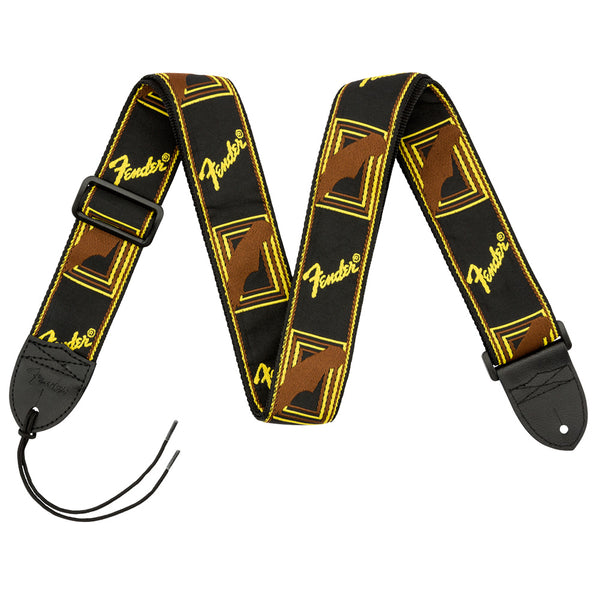 FENDER Monogrammed Strap, Black/Yellow/Brown