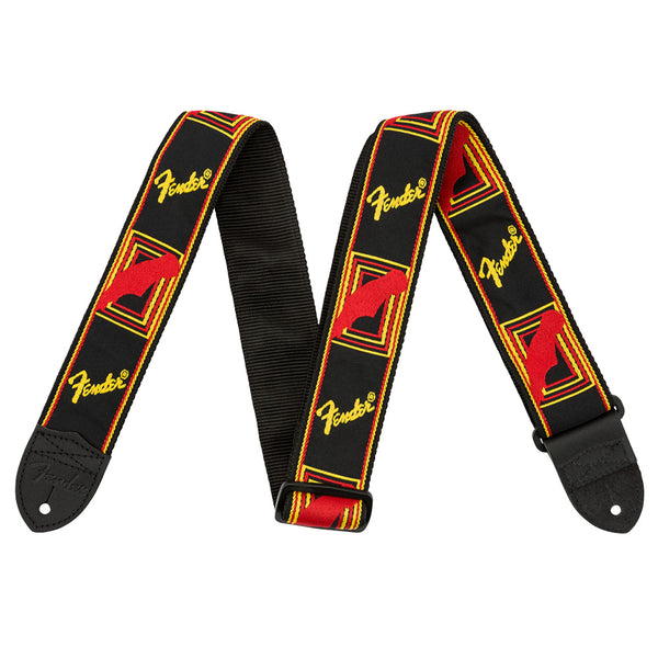 FENDER 2 inch Monogrammed Strap Black-Yellow-Red