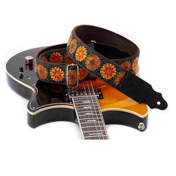 Right On Straps STANDARD PLUS Crochet Brown Guitar Strap