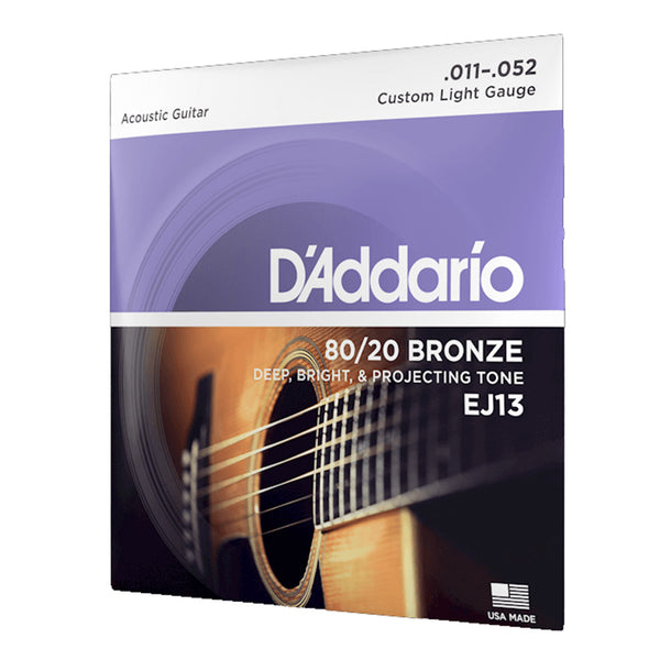 D'ADDARIO EJ13 Custom Light Acoustic Strings 12-52 Gauge