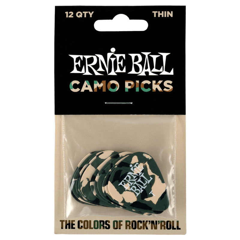 ERNIE BALL Thin Camouflage Cellulose Picks 12 Pack