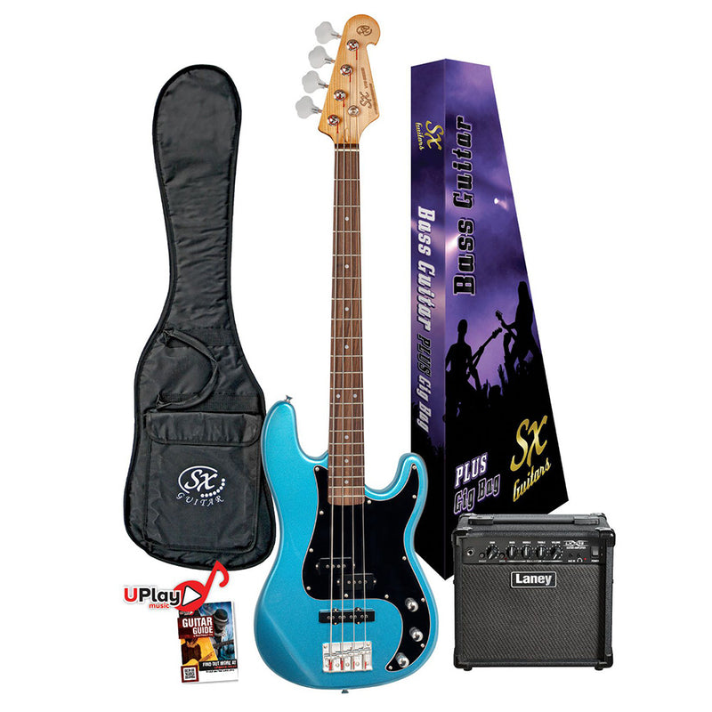 SX 4/4 BASS + LX15B Amp Pack - Lake Placid Blue