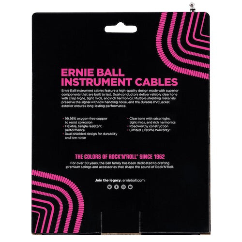 ERNIE BALL (10M) COILED INSTRUMENT CABLE - WHITE