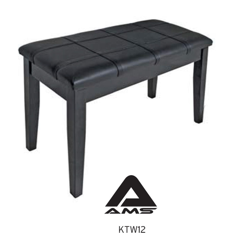 AMS KTW12 PIANO STOOL WOODEN BENCH PADDED SEAT EBONY