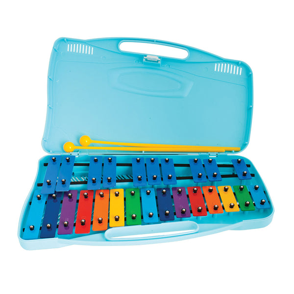 Angel AX25K 25-Note Glockenspiel (G5-G7) Coloured Bars, Blue Case