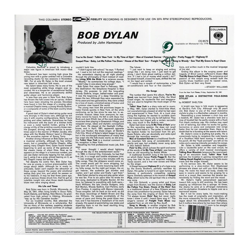Bob Dylan - Bob Dylan LP (180g, Stereo, Inc. MP3)