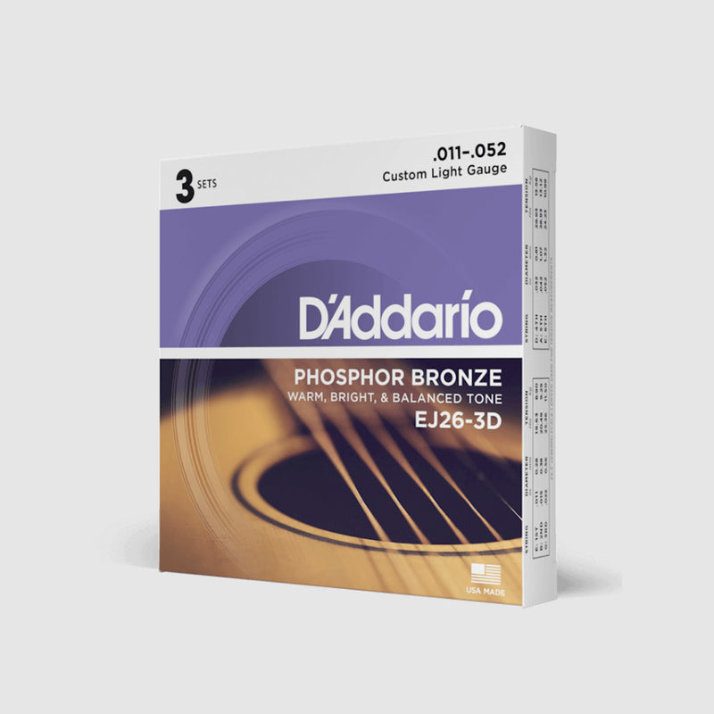 D'Addario 3D Pack 11-52 Custom Light Set