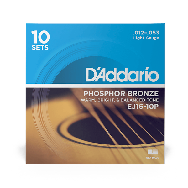 D'ADDARIO EJ16 Acoustic Strings 10 Pack 12-53 Guage