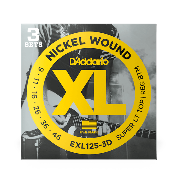 D'ADDARIO EXL125 Light Top Regular Bottom 9-46 Guage 3 Pack