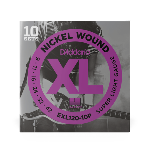 D'ADDARIO EXL120  Electric Strings 09-42 Gauge - !0 Pack