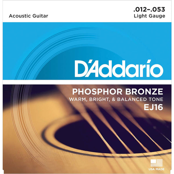 D'ADDARIO EJ16 Light Acoustic Strings 12-53 Gauge