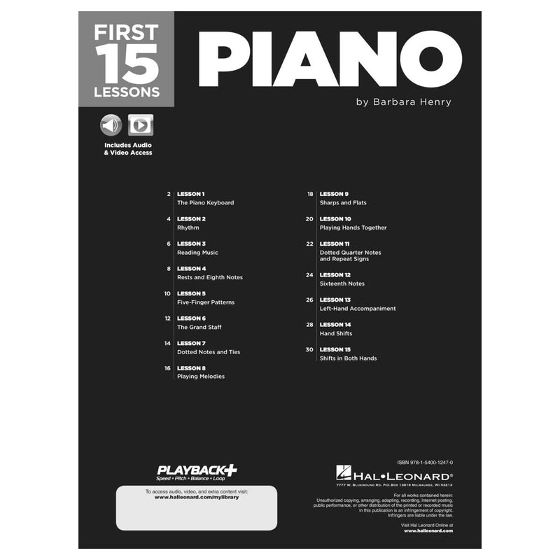 Hal Leonard First 15 Lesson Piano Method Book