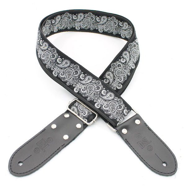 DSL 2 INCH Jacquard Webbing Guitar Strap Paisley Black