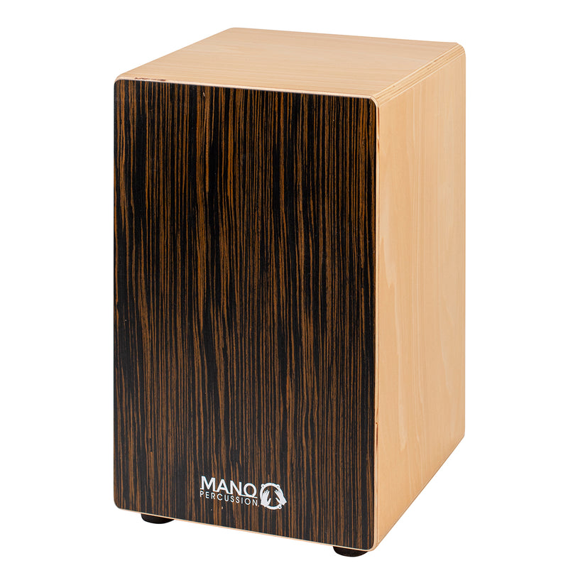 MP985E Mano Percussion Striped Ebony Cajon - Includes Bag