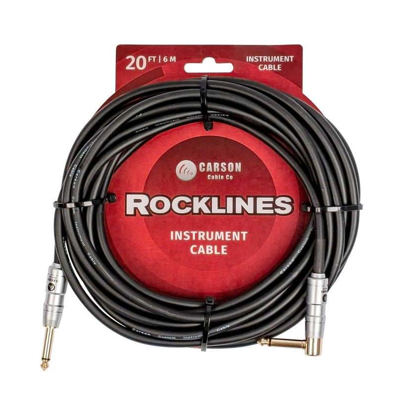 ROCKLINES 20ft Straight to Right Angle Cable - Black