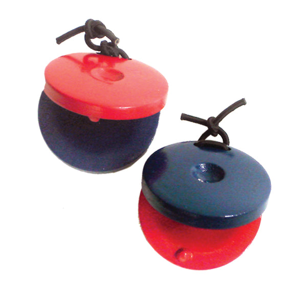 MANO PERCUSSION Finger Castanets Wooden Red & Blue