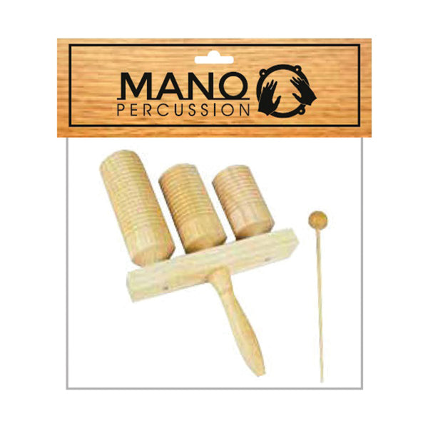 MANO PERCUSSION - Triple Guiro Wood Tone Block 6"