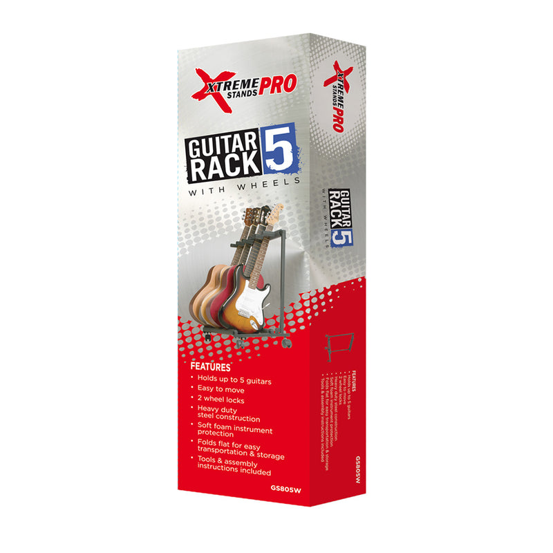 XTREME 5-Guitar Stand with Wheels