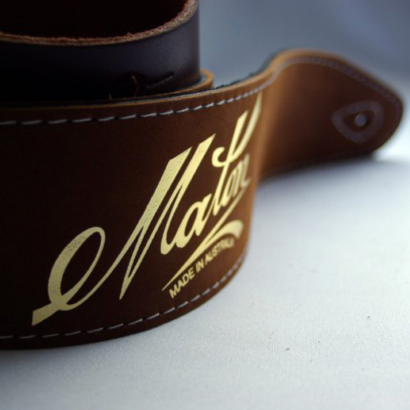 MATON GUITAR STRAP LEATHER BROWN W/GOLD LOGO