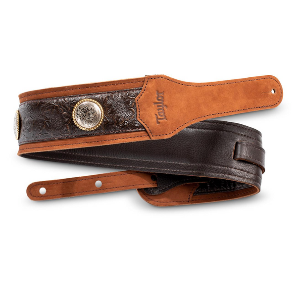 TAYLOR Grand Pacific Strap Brown Leather Nickel Conchos 3"