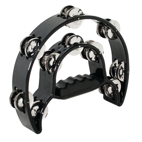 MANO PERCUSSION – 9" Double Half Moon Tambourine Black